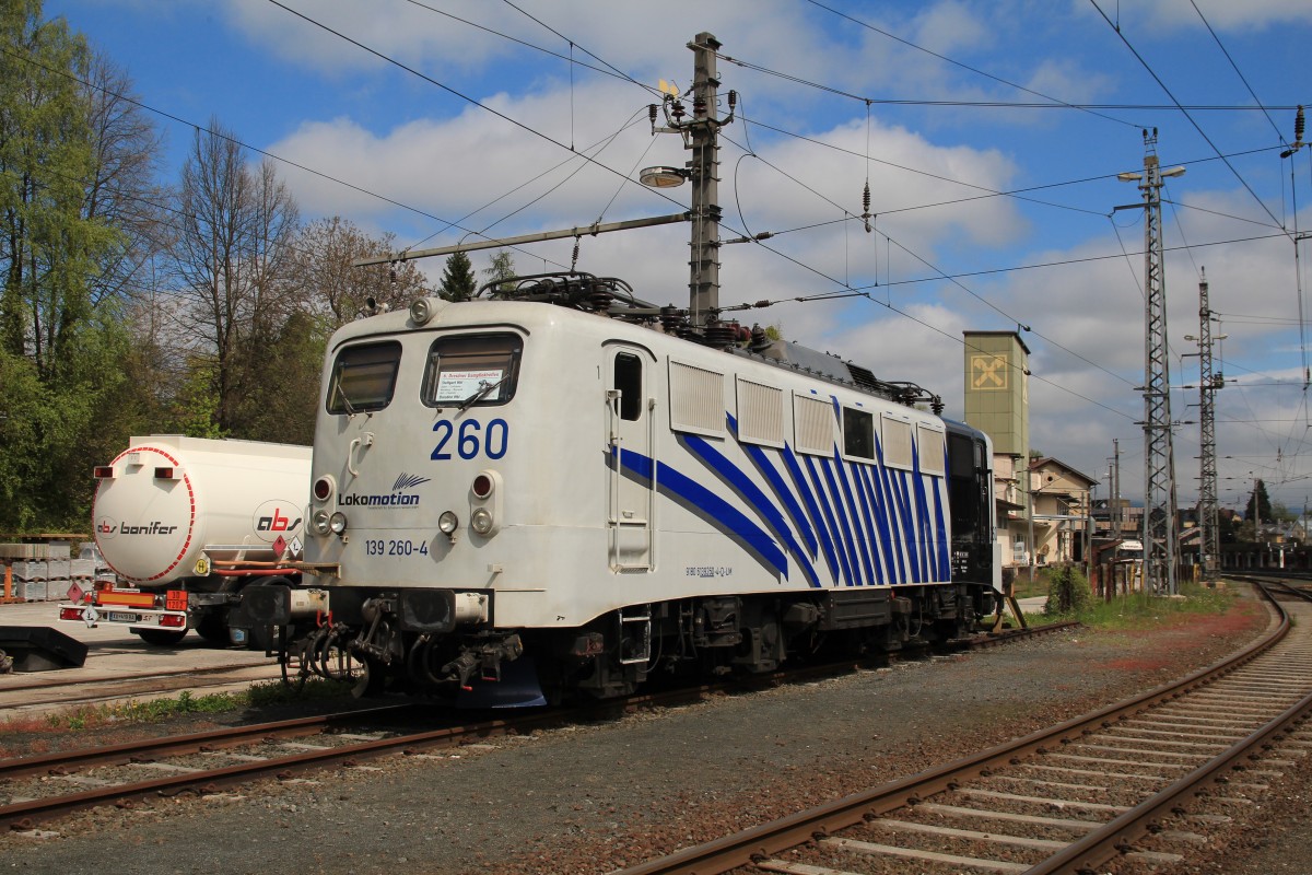 139 260-4 war am 19. April 2014 im Bahnhof von Kufstein/Tirol abgestellt.