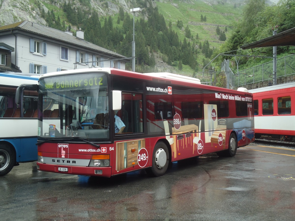 (140'402) - AAGU Altdorf - Nr. 54/UR 9298 - Setra (ex Vorfhrfahrzeug EvoBus) am 1. Juli 2012 beim Bahnhof Gschenen