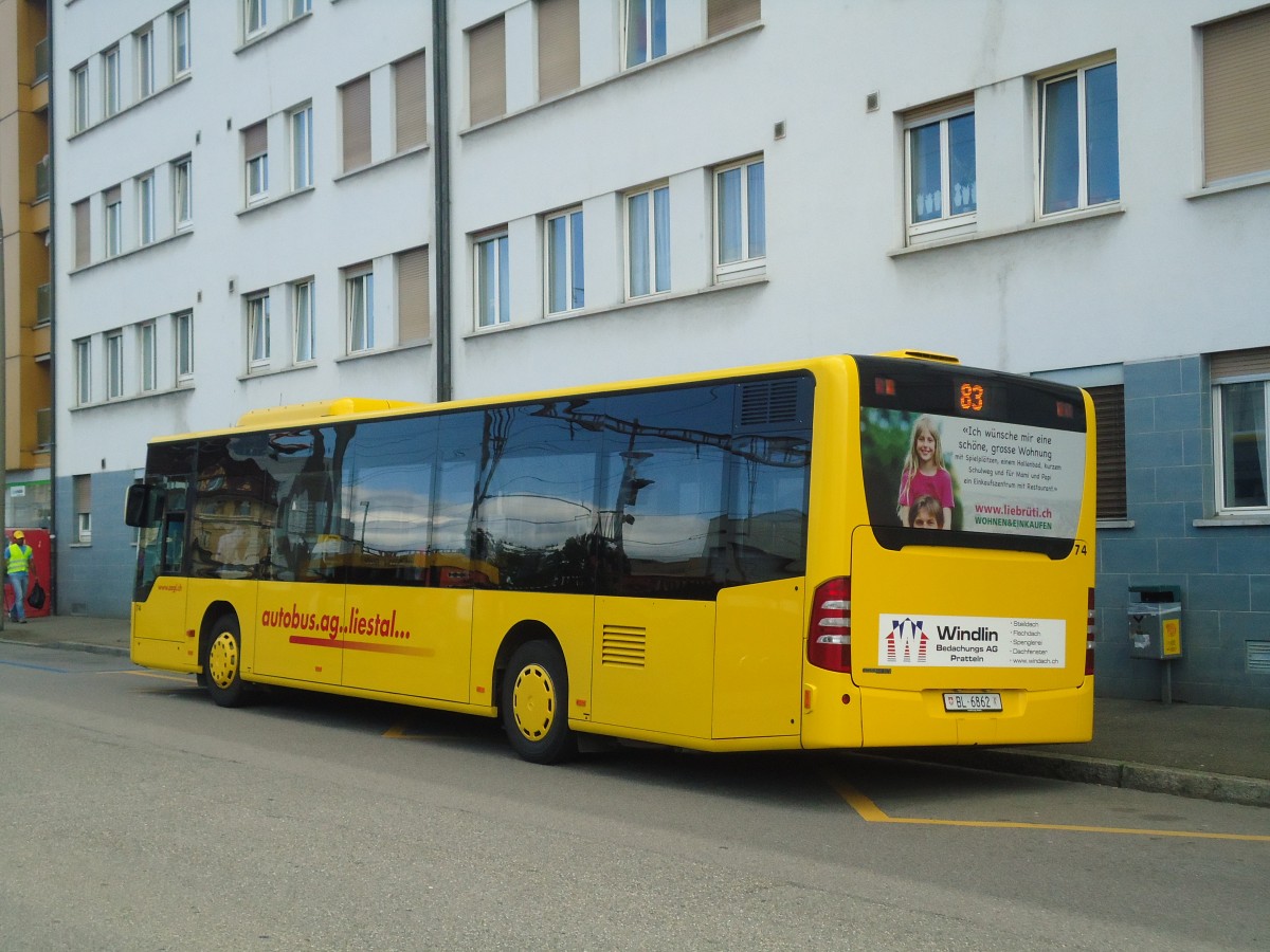 (140'479) - AAGL Liestal - Nr. 74/BL 6862 - Mercedes am 11. Juli 2012 beim Bahnhof Pratteln