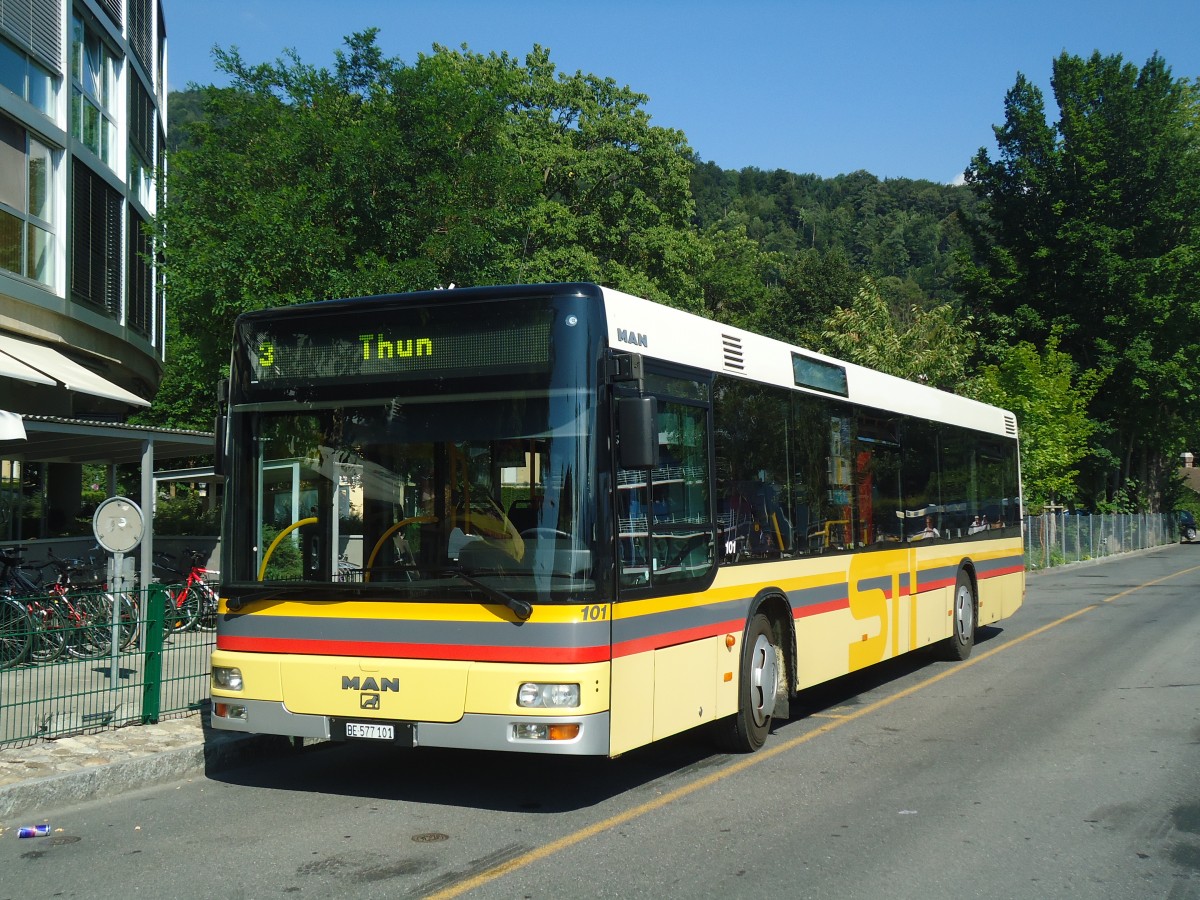 (141'069) - STI Thun - Nr. 101/BE 577'101 - MAN am 11. August 2012 bei der Schifflndte Thun