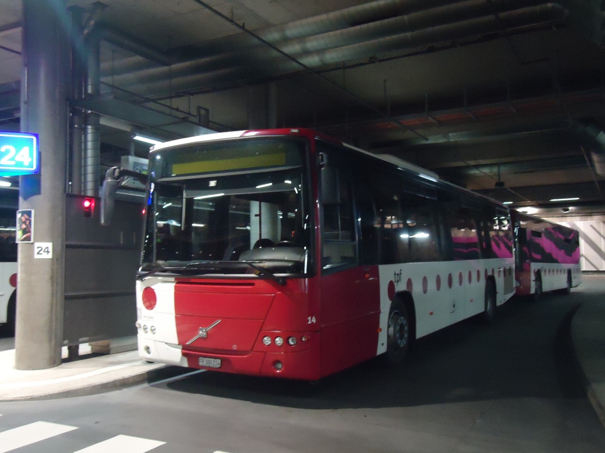 (141'238) - TPF Fribourg - Nr. 14/FR 300'214 - Volvo am 19. August 2012 in Fribourg, Busbahnhof