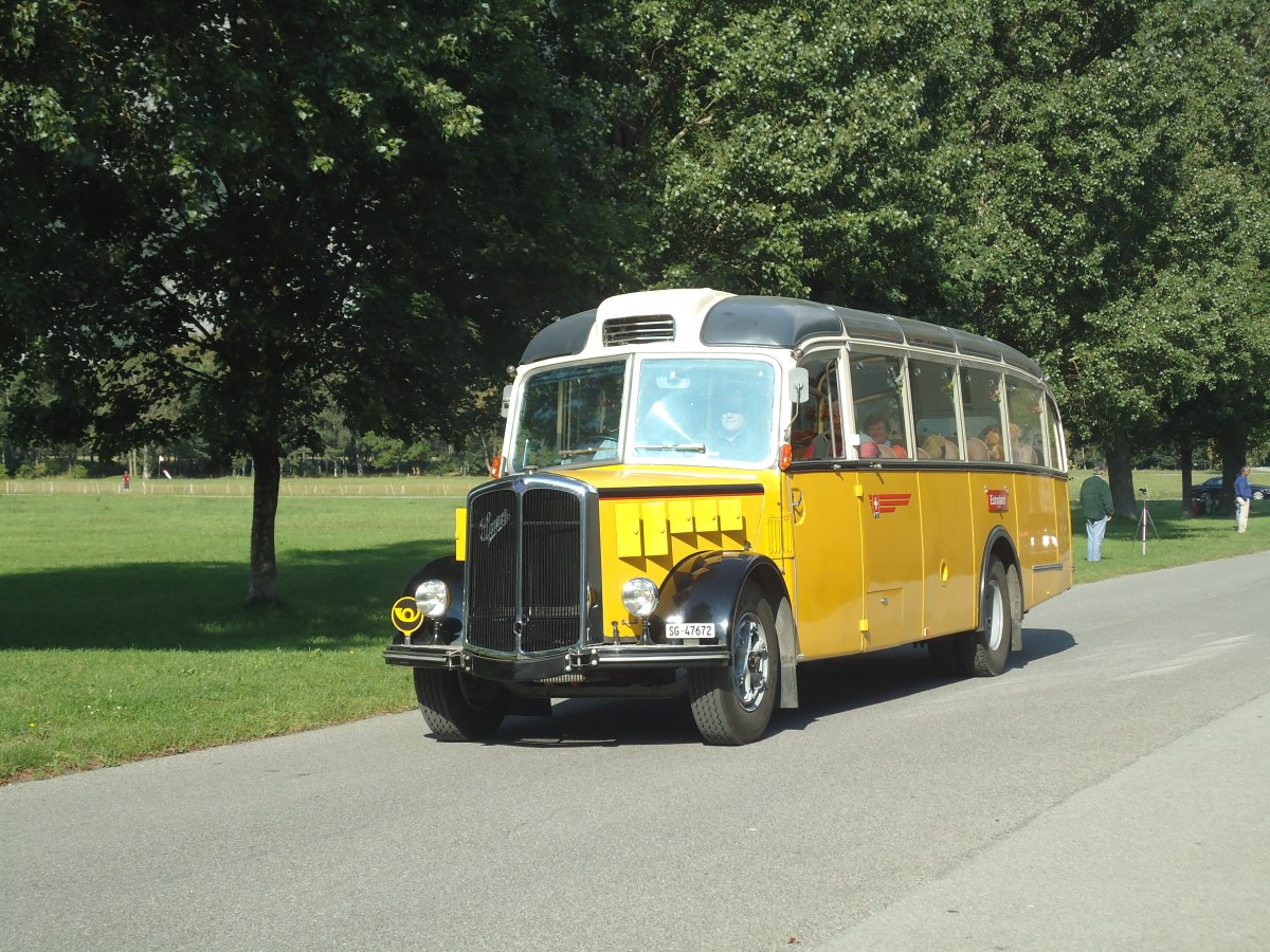 (141'696) - Sigg, Sennwald - SG 47'672 - Saurer/FHS (ex Oldie-Reisen, Matzingen; ex Studach, Teufen; ex M+79'512; ex P 23'155; ex P 2242) am 15. September 2012 in Chur, Waffenplatz