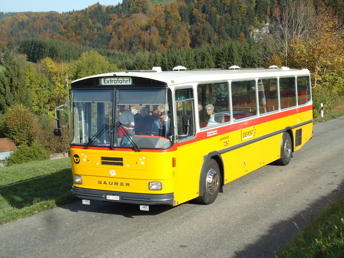 (142'022) - Wthrich, Ursenbach - Nr. 5/BE 10'184 - Saurer/Tscher (ex Schrch, Gutenburg Nr. 5; ex Engeloch, Riggisberg Nr. 5; ex P 25'668) am 21. Oktober 2012 bei Zumholz