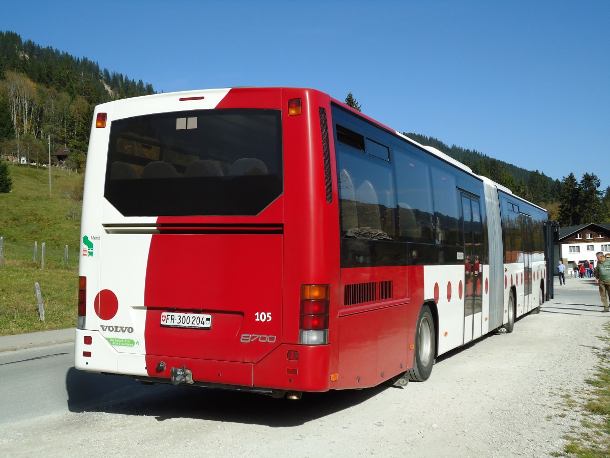 (142'057) - TPF Fribourg - Nr. 105/FR 300'204 - Volvo am 21. Oktober 2012 in Schwarzsee, Schwyberg