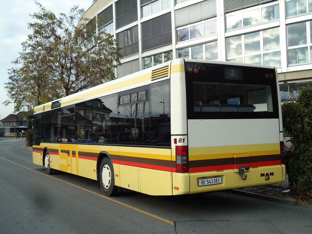 (142'235) - STI Thun - Nr. 81/BE 543'381 - MAN am 22. November 2012 bei der Schifflndte Thun