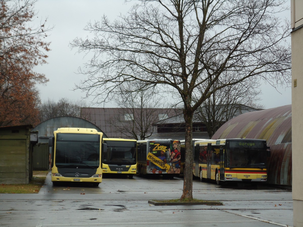 (142'283) - STI Thun - Nr. 155/BE 801'155 - Mercedes + Nr. 83 - MAN am 28. November 2012 in Thun, Waffenplatz