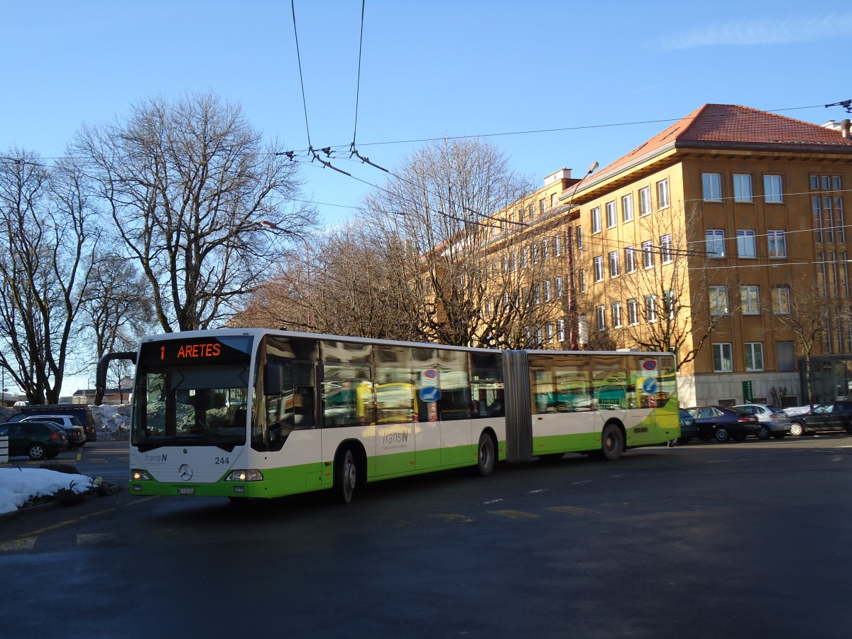 (142'771) - transN, La Chaux-de-Fonds - Nr. 244/NE 112'244 - Mercedes (ex TC La Chaux-de-Fonds Nr. 244) am 29. Dezember 2012 beim Bahnhof La Chaux-de-Fonds