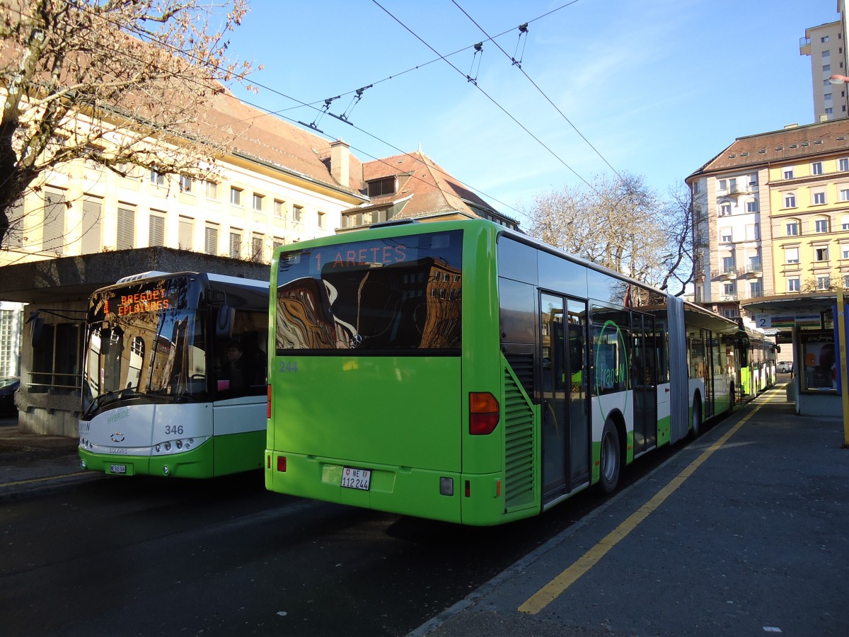 (142'772) - transN, La Chaux-de-Fonds - Nr. 244/NE 112'244 - Mercedes (ex TC La Chaux-de-Fonds Nr. 244) am 29. Dezember 2012 beim Bahnhof La Chaux-de-Fonds