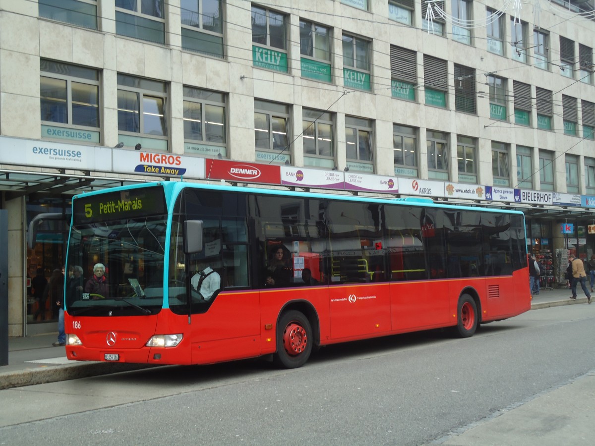 (142'839) - VB Biel - Nr. 186/BE 654'186 - Mercedes am 29. Dezember 2012 in Biel, Guisanplatz