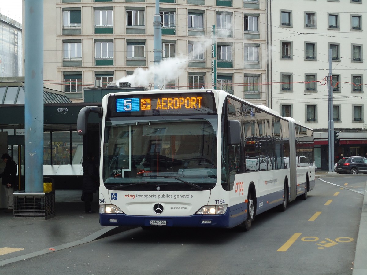 (143'355) - TPG Genve - Nr. 1154/GE 960'904 - Mercedes am 22. Februar 2013 beim Bahnhof Genve