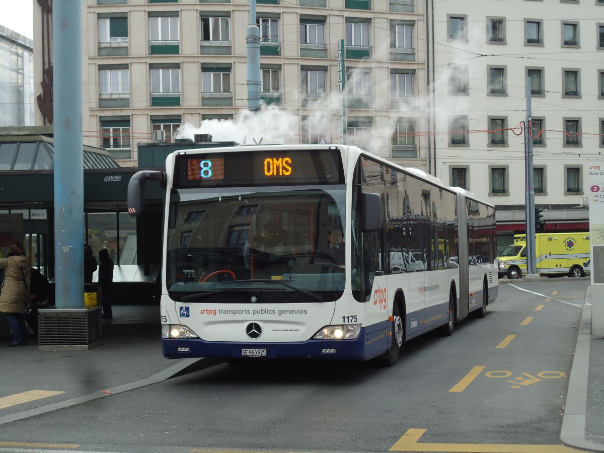 (143'359) - TPG Genve - Nr. 1175/GE 960'925 - Mercedes am 22. Februar 2013 beim Bahnhof Genve