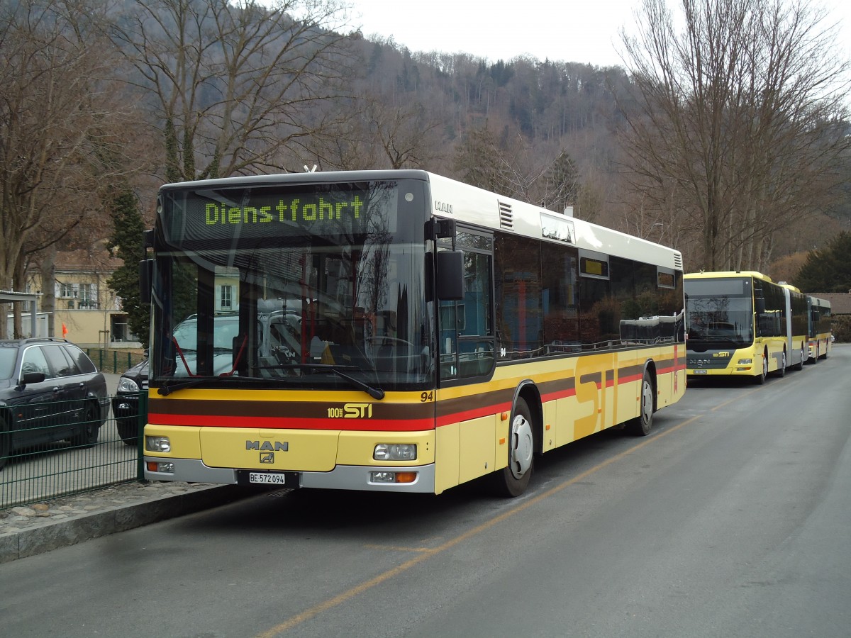 (143'457) - STI Thun - Nr. 94/BE 572'094 - MAN am 8. Mrz 2013 bei der Schifflndte Thun