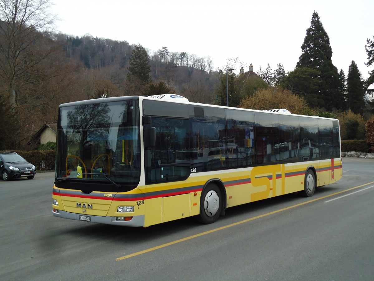 (143'463) - STI Thun - Nr. 128/BE 800'128 - MAN am 8. Mrz 2013 bei der Schifflndte Thun