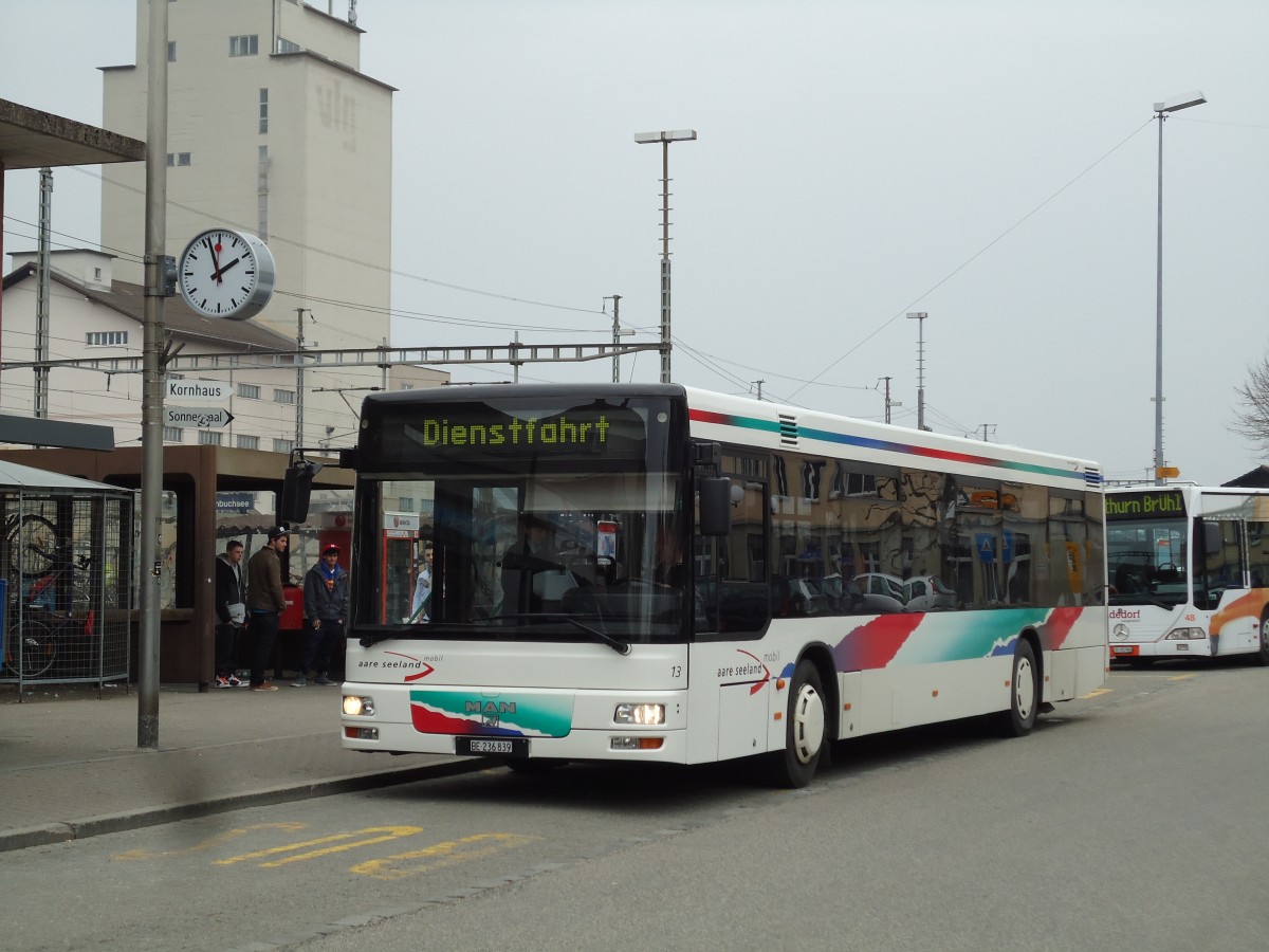 (143'555) - ASm Langenthal - Nr. 13/BE 236'839 - MAN am 23. Mrz 2013 beim Bahnhof Herzogenbuchsee