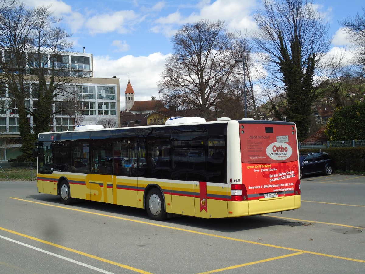 (143'619) - STI Thun - Nr. 115/BE 700'115 - MAN am 13. April 2013 bei der Schifflndte Thun