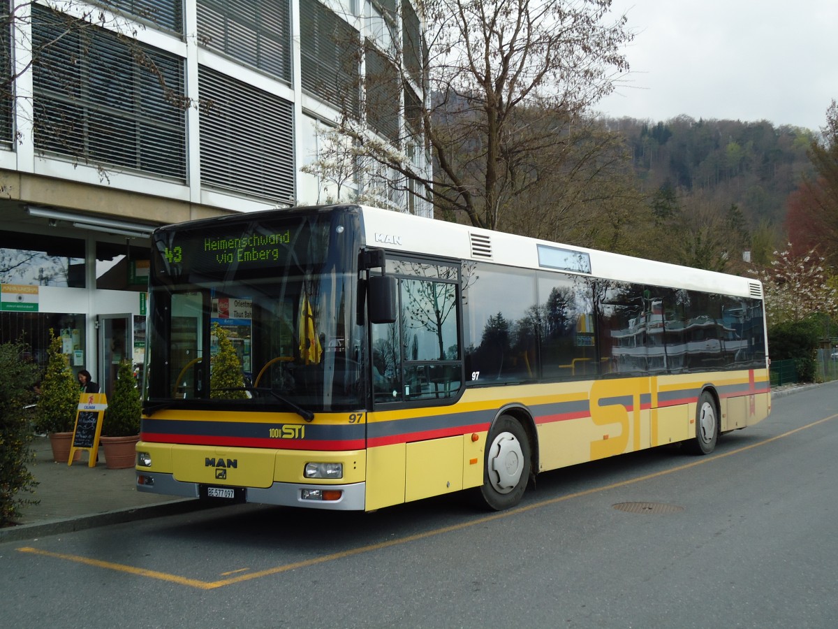 (143'823) - STI Thun - Nr. 97/BE 577'097 - MAN am 23. April 2013 bei der Schifflndte Thun