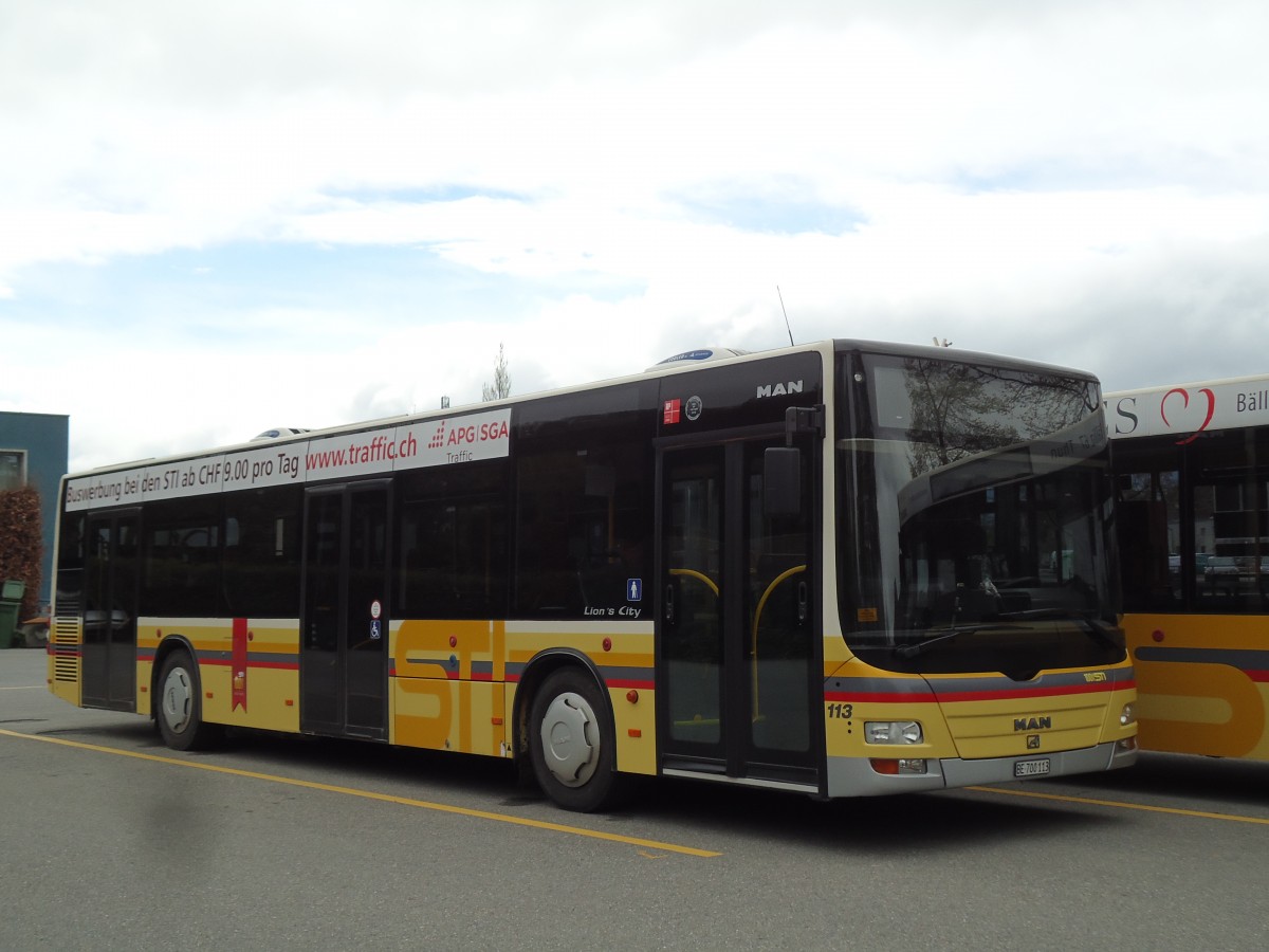 (143'927) - STI Thun - Nr. 113/BE 700'113 - MAN am 28. April 2013 bei der Schifflndte Thun