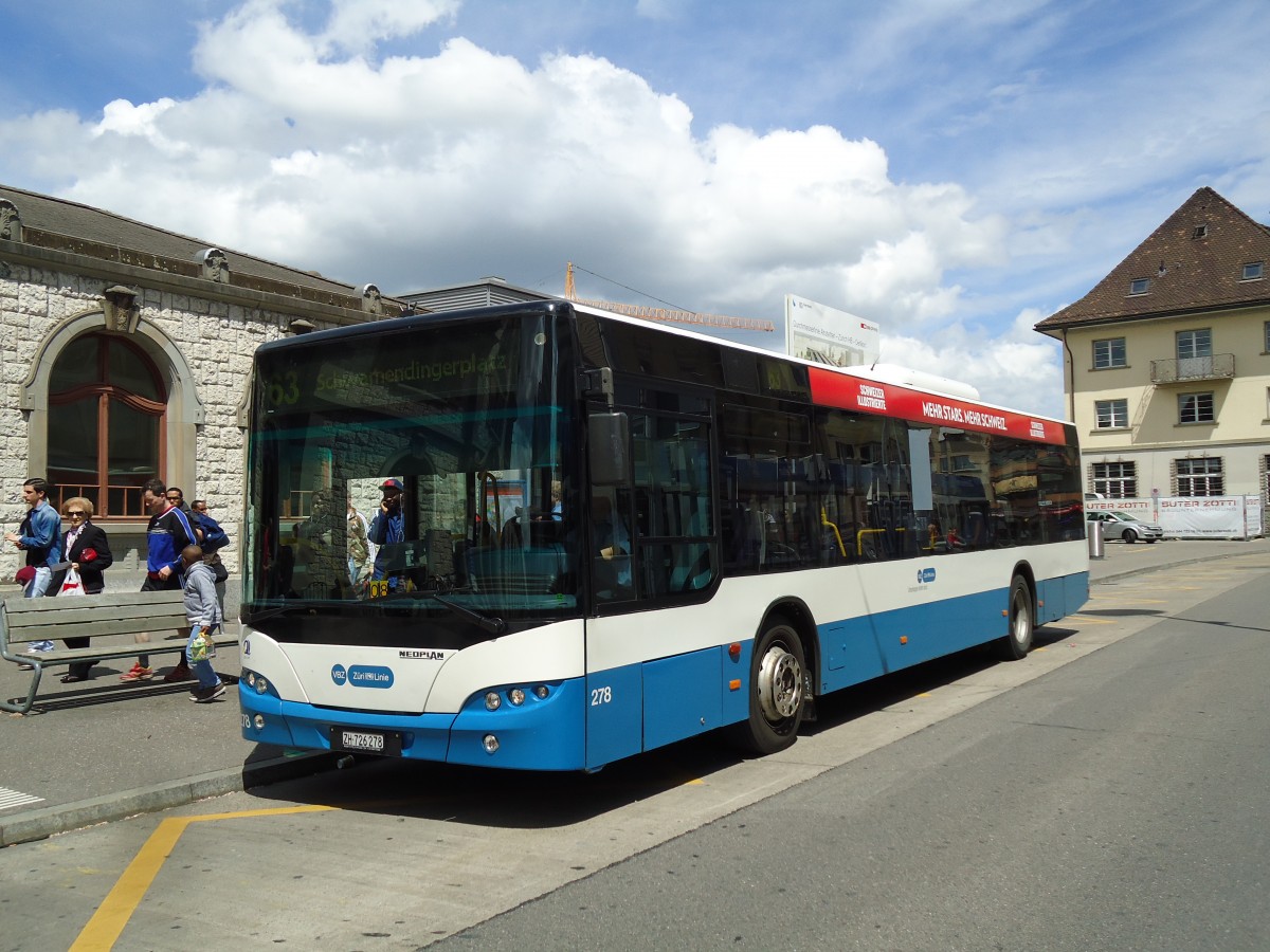 (144'441) - VBZ Zrich - Nr. 278/ZH 726'278 - Neoplan am 20. Mai 2013 beim Bahnhof Zrich-Oerlikon