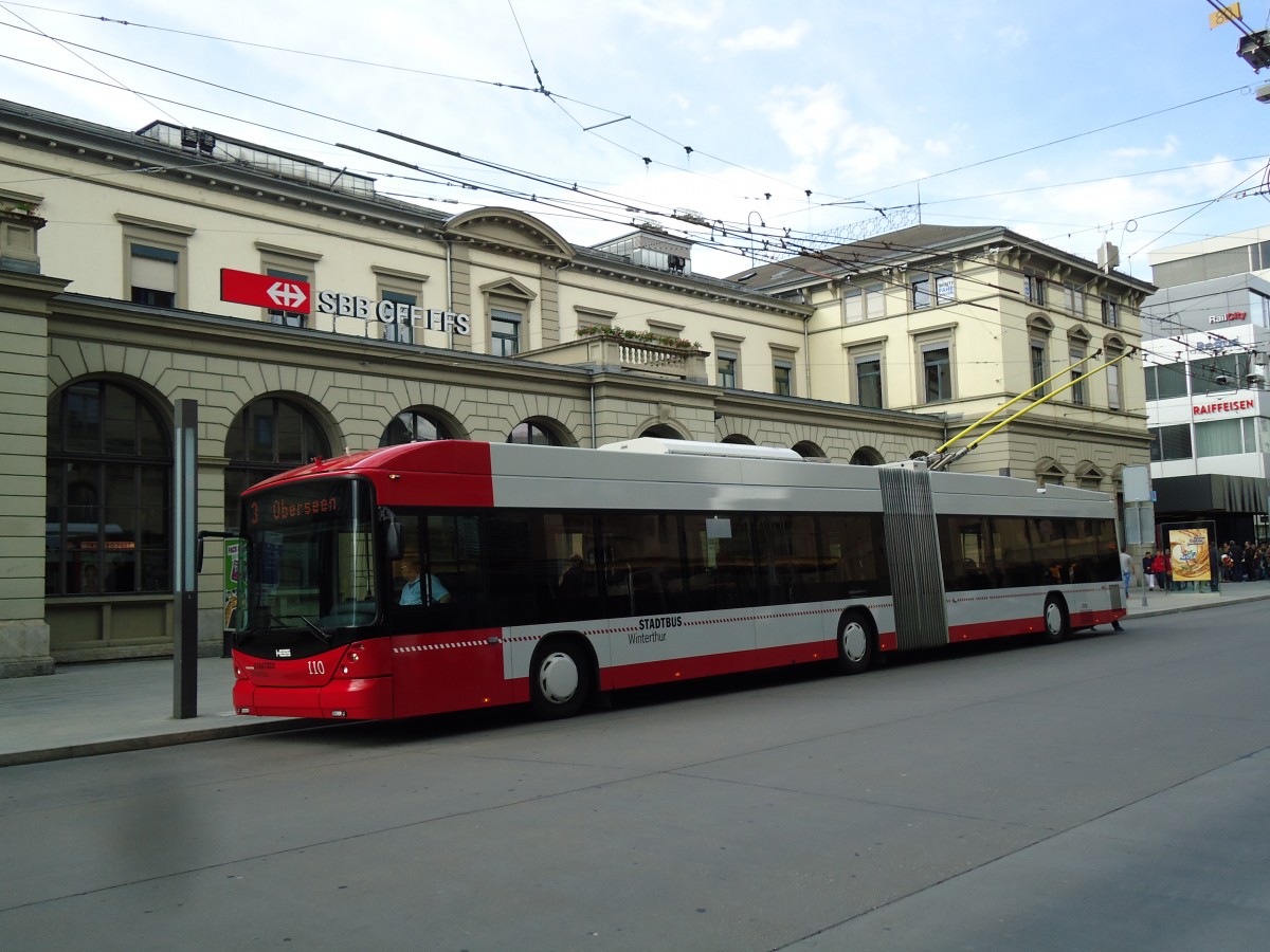 (144'462) - SW Winterthur - Nr. 110 - Hess/Hess Gelenktrolleybus am 20. Mai 2013 beim Hauptbahnhof Winterthur