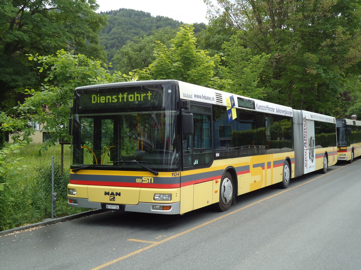 (144'871) - STI Thun - Nr. 104/BE 577'104 - MAN am 9. Juni 2013 bei der Schifflndte Thun