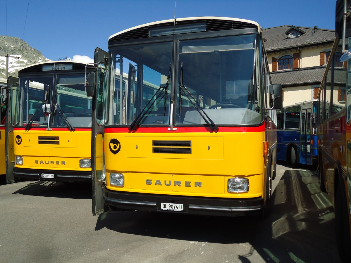 (145'833) - Marugg, Gelterkinden - BL 9074 U - Saurer/Hess (ex Drfelt, D-Gahlenz; ex P 24'254) am 20. Juli 2013 in Gotthard, Passhhe