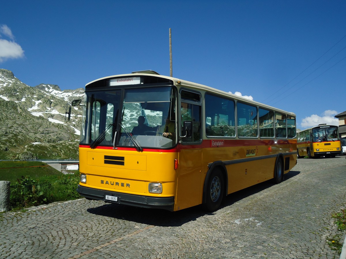 (145'849) - Gautschi, Suhr - AG 6835 - Saurer/Tscher (ex Ltscher, Neuheim Nr. 200; ex Cartek, Regensdorf; ex P 25'822) am 20. Juli 2013 in Gotthard, Passhhe