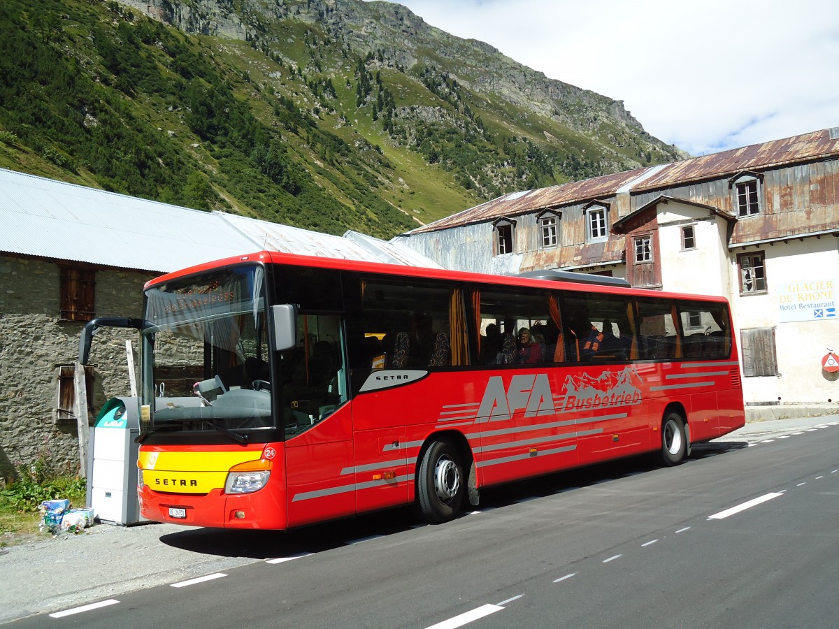 (147'021) - AFA Adelboden - Nr. 24/BE 26'701 - Setra am 2. September 2013 in Gletsch, Post (Einsatz AVG M.)