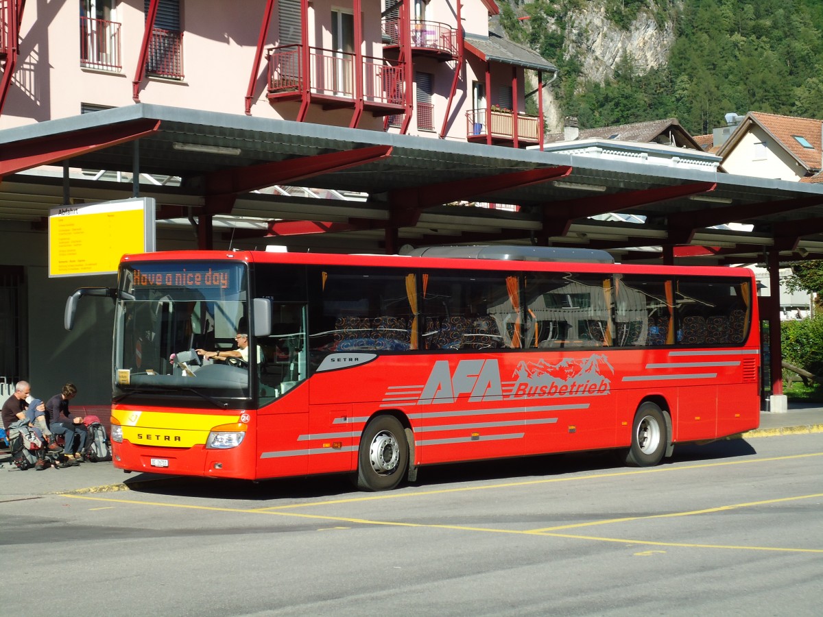 (147'058) - AFA Adelboden - Nr. 24/BE 26'701 - Setra am 2. September 2013 in Meiringen, Postautostation (Einsatz AVG M.)