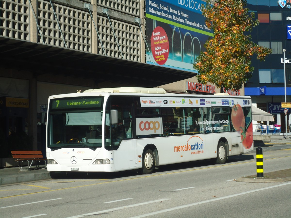 (147'607) - FART Locarno - Nr. 24/TI 312'424 - Mercedes am 5. November 2013 beim Bahnhof Locarno