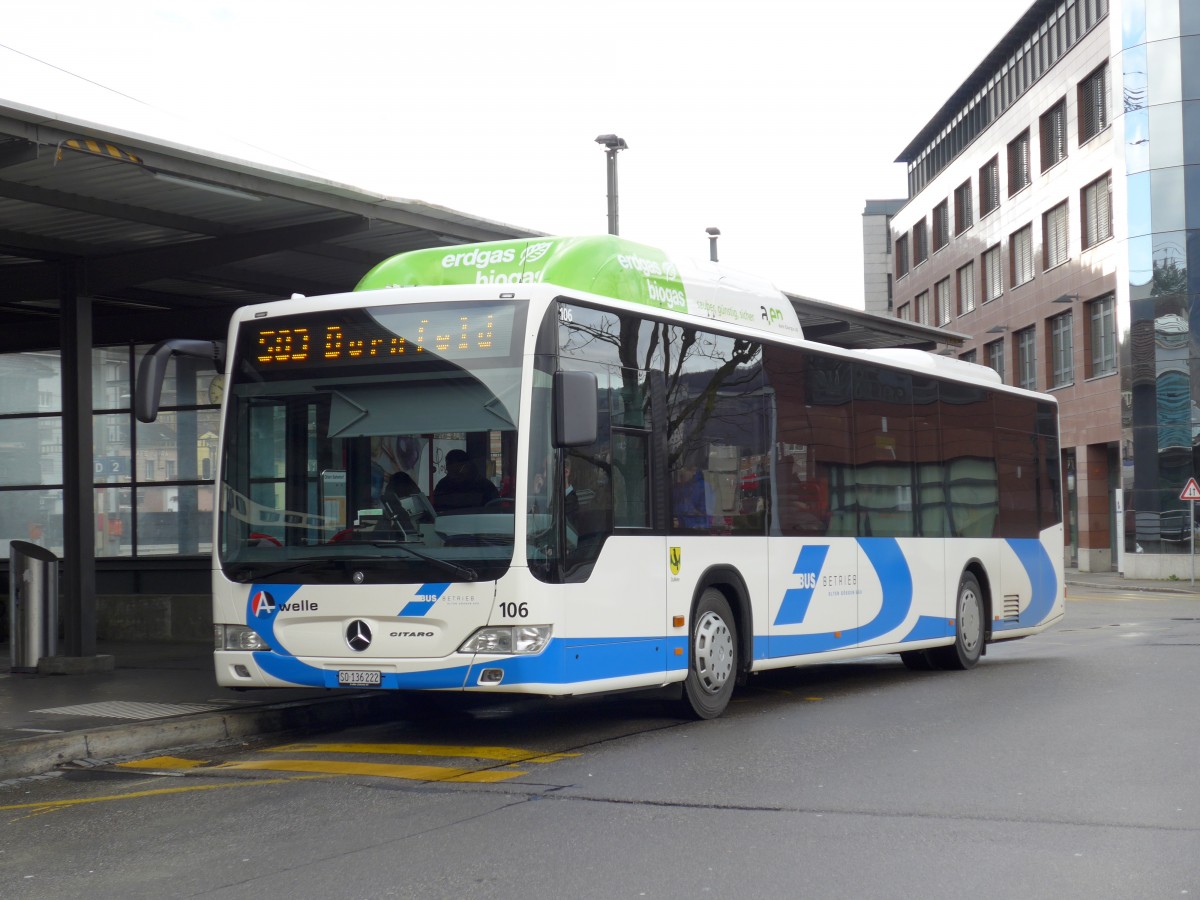 (148'776) - BOGG Wangen b.O. - Nr. 106/SO 136'222 - Mercedes am 9. Februar 2014 beim Bahnhof Olten