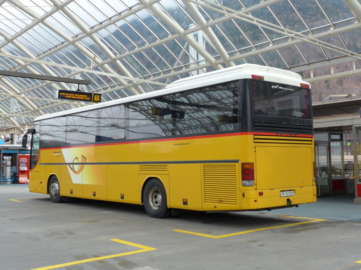 (149'104) - PostAuto Graubnden - GR 160'326 - Setra am 1. Mrz 2014 in Chur, Postautostation