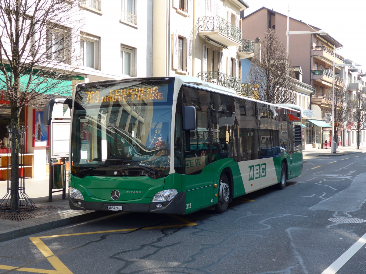 (149'242) - MBC Morges - Nr. 313/VD 572'857 - Mercedes am 9. Mrz 2014 beim Bahnhof Morges