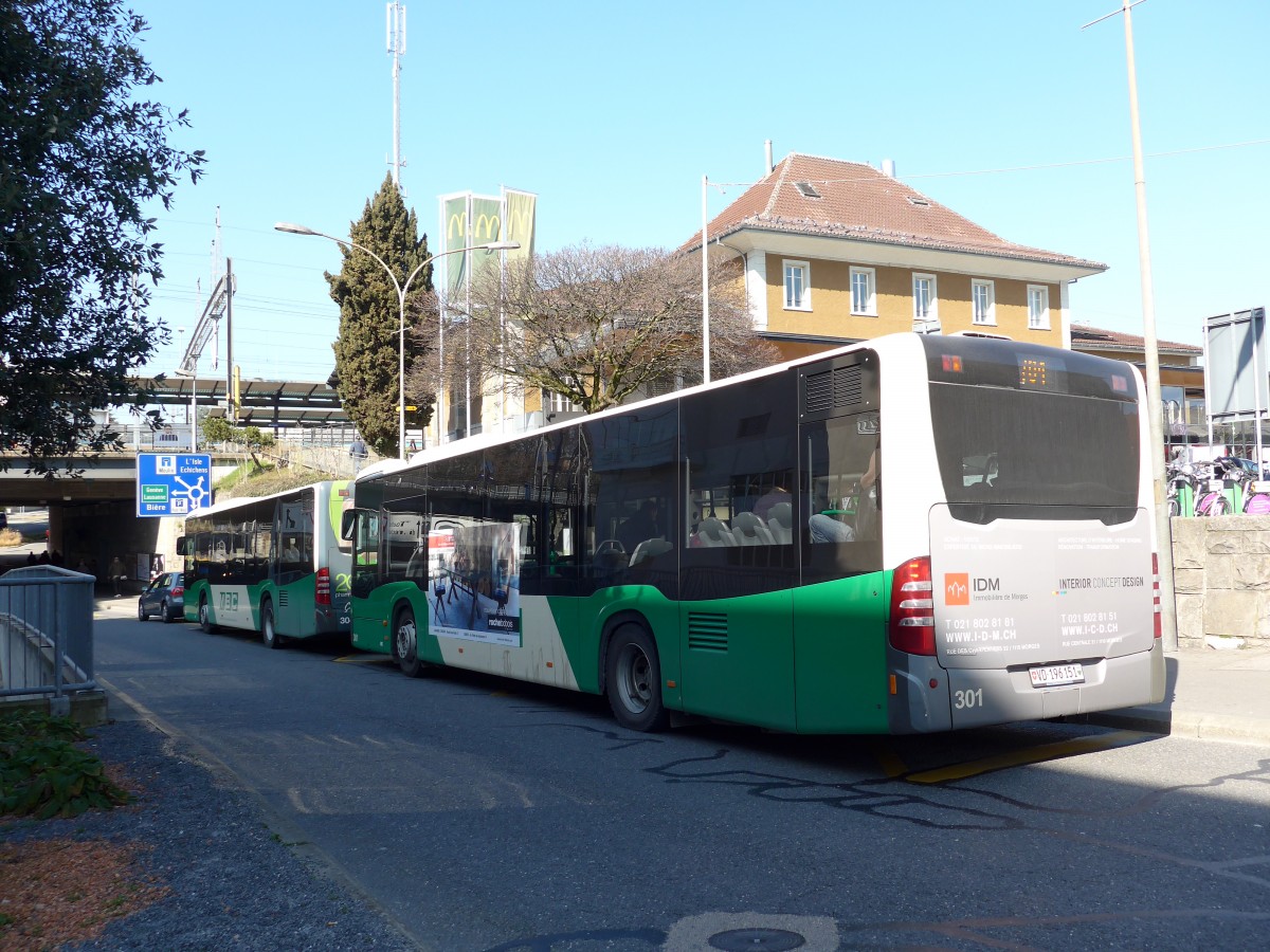 (149'245) - MBC Morges - Nr. 301/VD 196'151 - Mercedes am 9. Mrz 2014 beim Bahnhof Morges