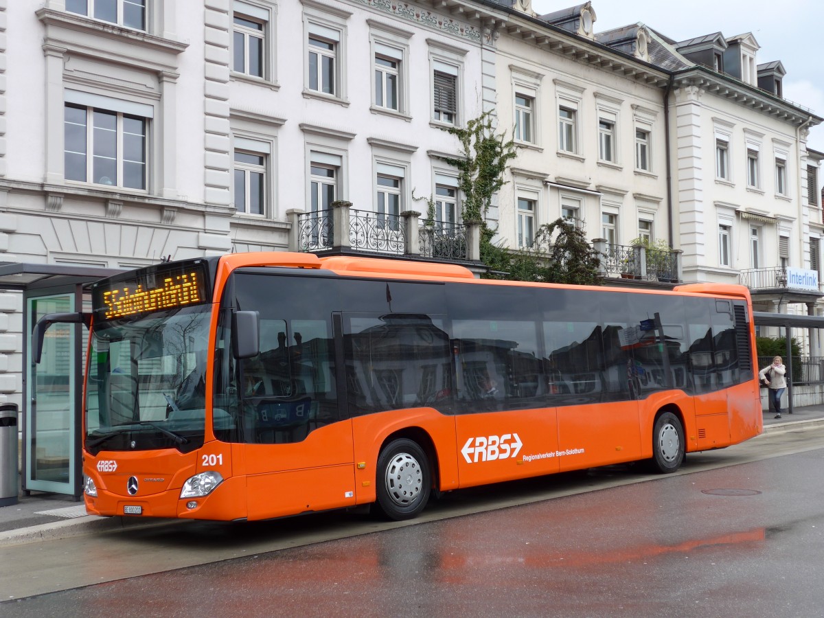 (149'372) - RBS Worblaufen - Nr. 201/BE 800'201 - Mercedes am 23. Mrz 2014 beim Hauptbahnhof Solothurn