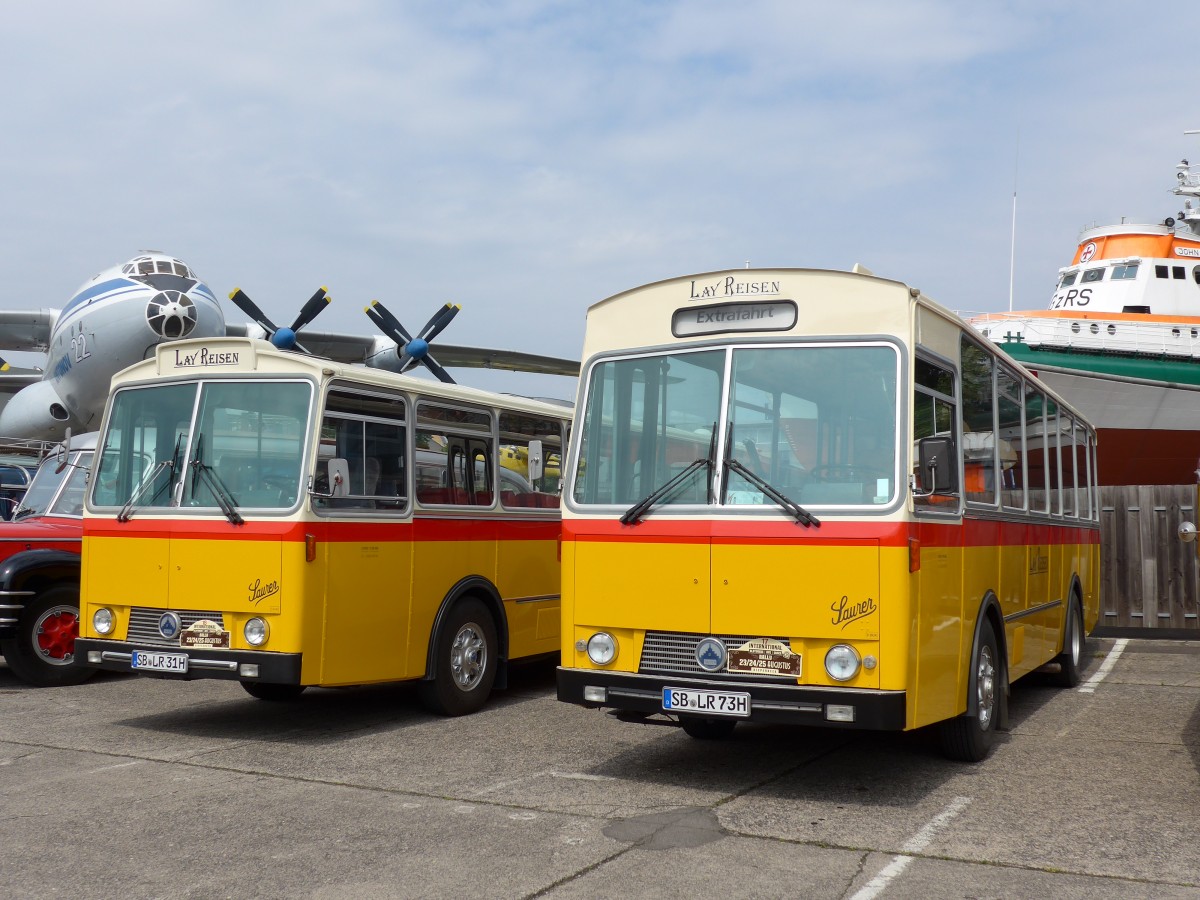 (150'271) - Lay Reisen, Pttlingen - SB-LR 73H - Saurer/Tscher (ex Engel, D-Lollar; ex Demarmels, Salouf; ex P 24'655) am 26. April 2014 in Speyer, Technik-Museum