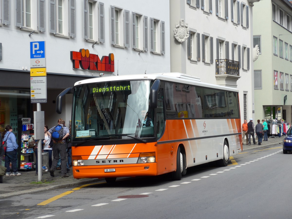 (150'541) - AAGU Altdorf - Nr. 49/UR 9000 - Setra am 10. Mai 2014 in Altdorf, Telldenkmal