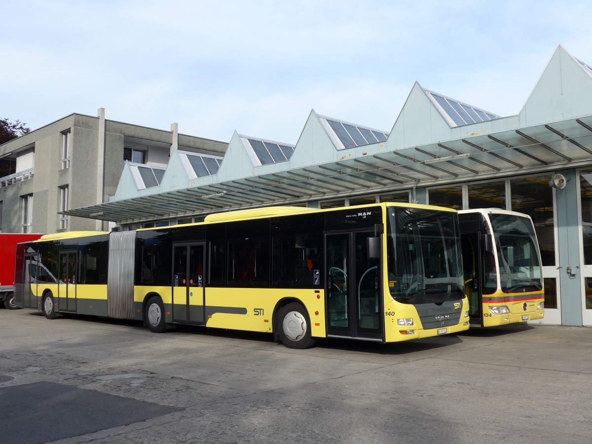 (150'756) - STI Thun - Nr. 140/BE 801'140 - MAN am 25. Mai 2014 in Thun, Garage