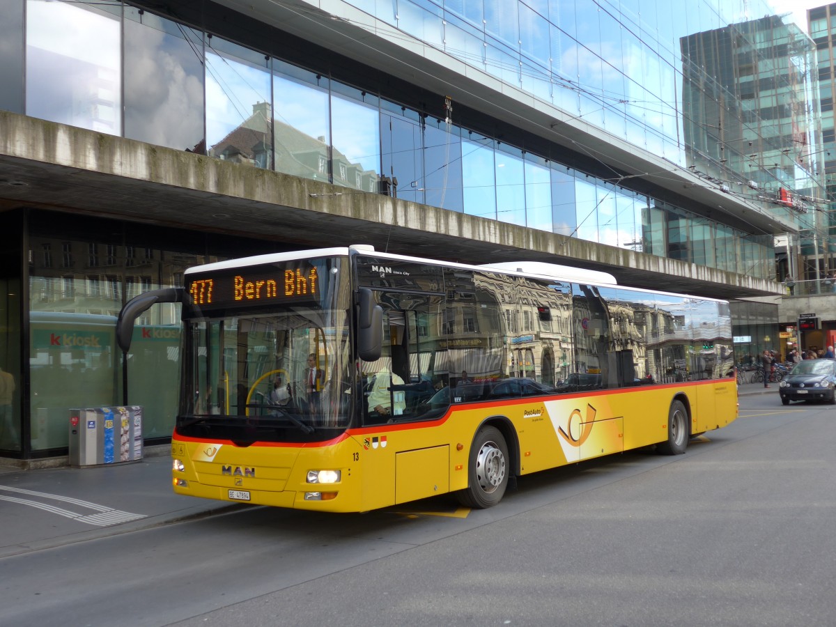 (151'005) - Steiner, Ortschwaben - Nr. 13/BE 47'894 - MAN am 28. Mai 2014 beim Bahnhof Bern