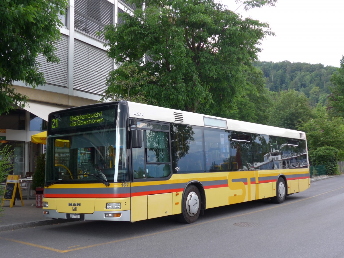 (151'608) - STI Thun - Nr. 101/BE 577'101 - MAN am 20. Juni 2014 bei der Schifflndte Thun