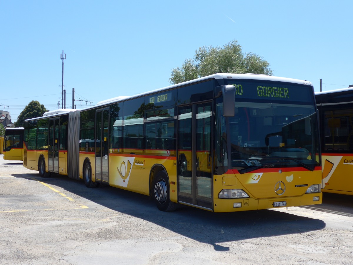 (151'757) - CarPostal Ouest - VD 111'241 - Mercedes (ex PostAuto Bern Nr. 631; ex P 27'005) am 21. Juni 2014 in Yverdon, Garage