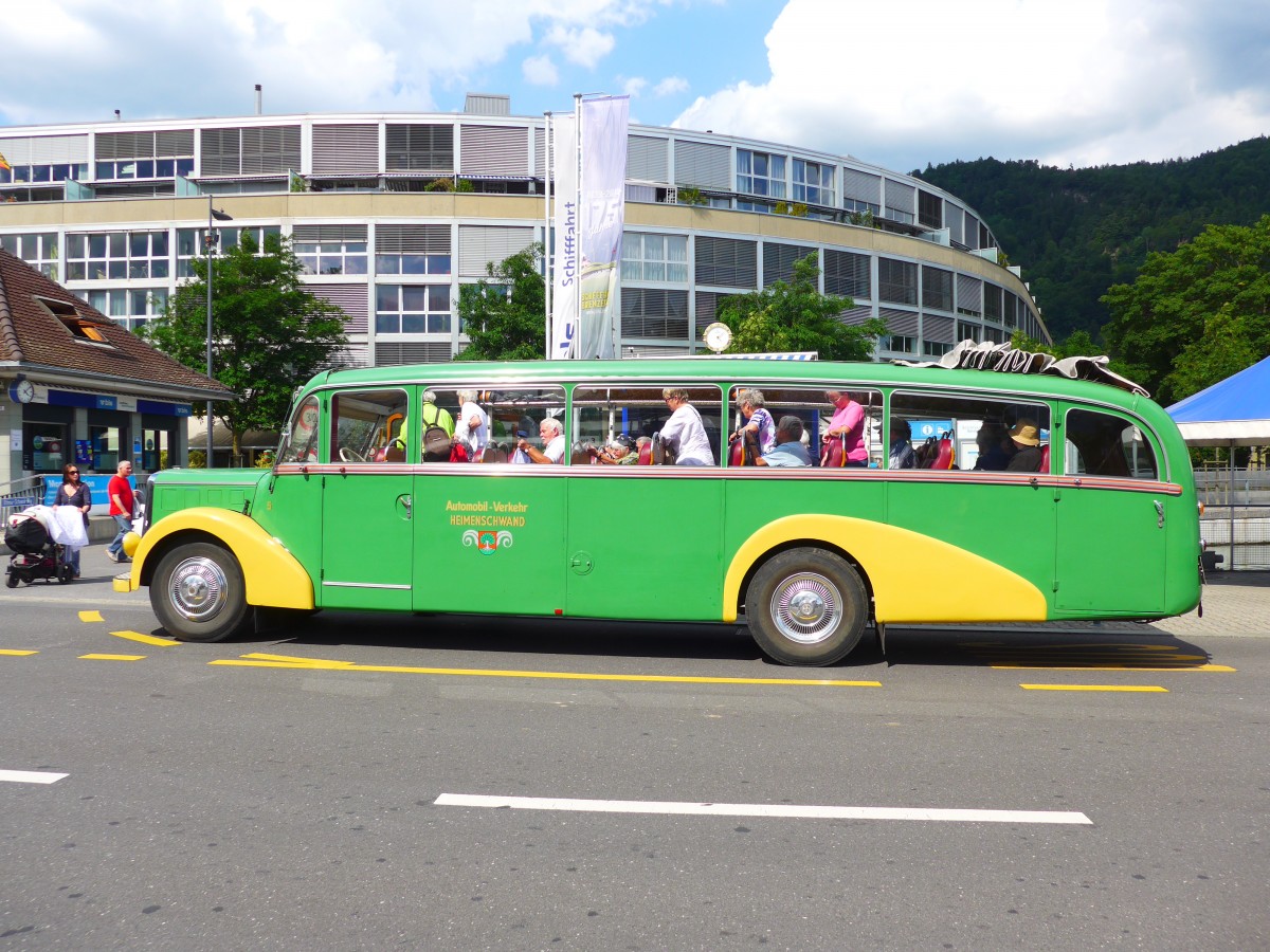 (151'853) - STI Thun - Nr. 15/BE 26'776 - Saurer/Gangloff (ex AvH Heimenschwand Nr. 5) am 25. Juni 2014 beim Bahnhof Thun