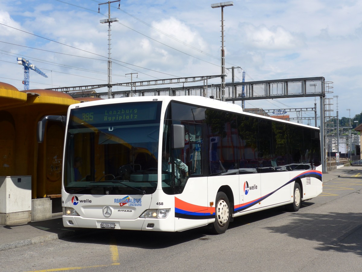 (153'543) - Knecht, Windisch - Nr. 458/AG 304'177 - Mercedes am 2. August 2014 beim Bahnhof Lenzburg