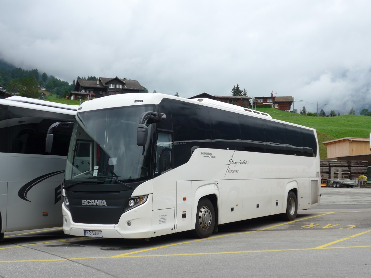 (153'583) - Aus Polen: Strychalski, Krakow - KR 500YP - Scania/Higer am 3. August 2014 in Grindelwald Grund