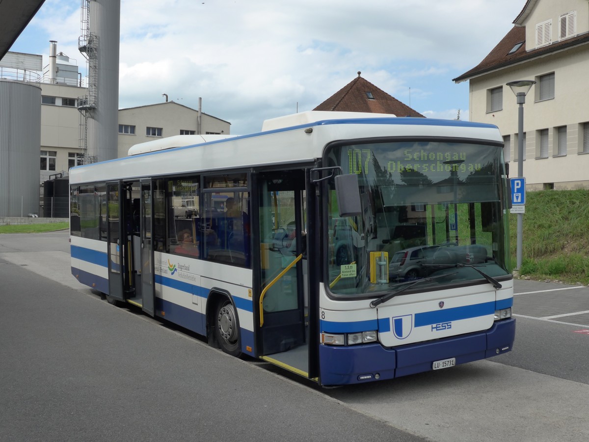 (154'141) - BSF Hochdorf - Nr. 8/LU 15'731 - Scania/Hess am 19. August 2014 beim Bahnhof Hitzkirch