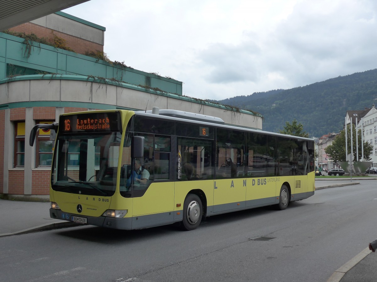 (154'263) - Landbus Unterland, Dornbirn - BD 13'428 - Mercedes am 20. August 2014 beim Bahnhof Bregenz