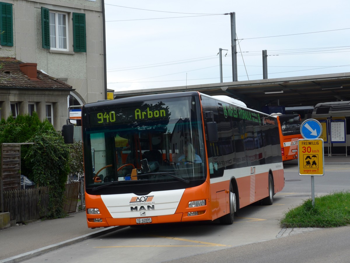 (154'278) - AOT Amriswil - Nr. 5/TG 62'895 - MAN am 20. August 2014 beim Bahnhof Romanshorn