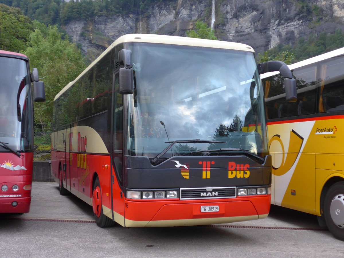 (154'697) - Arnold, Uttwil - Nr. 16/TG 38'919 - MAN (ex Dillier, Sarnen Nr. 16) am 30. August 2014 in Meiringen, Balm