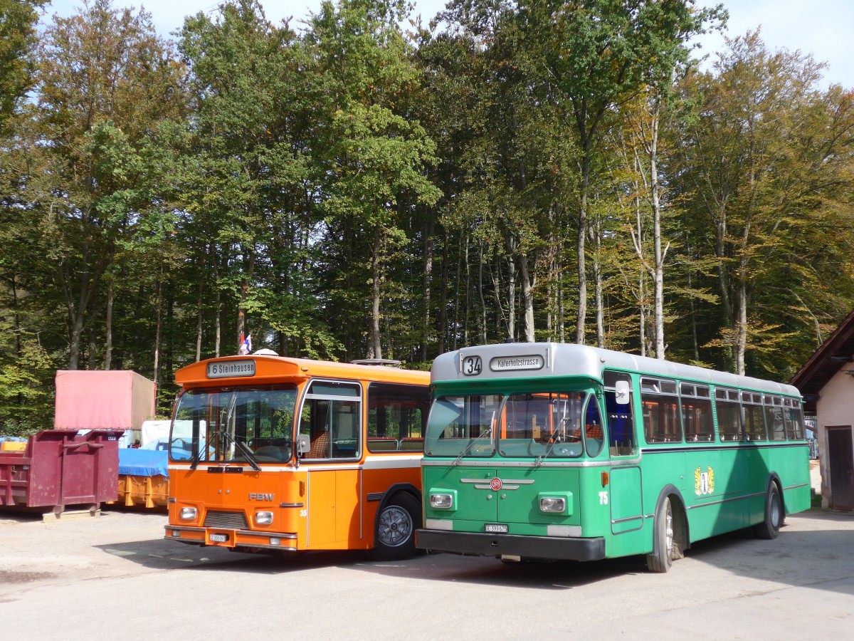 (155'501) - BVB Basel (RWB) - Nr. 75/BE 399'675 - FBW/FHS am 5. Oktober 2014 in Oberburg, Ziegelgut