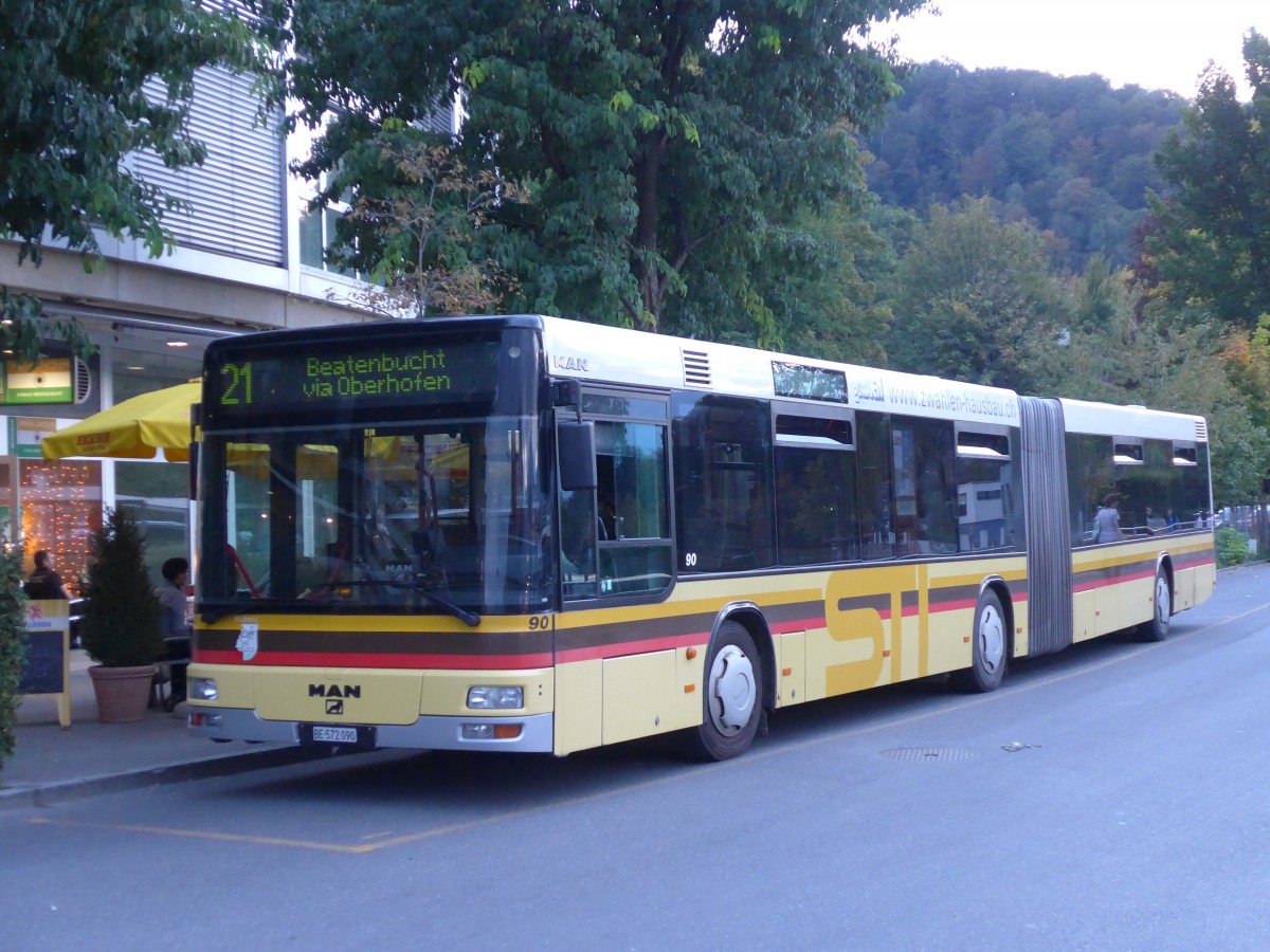 (155'578) - STI Thun - Nr. 90/BE 572'090 - MAN am 9. Oktober 2014 bei der Schifflndte Thun