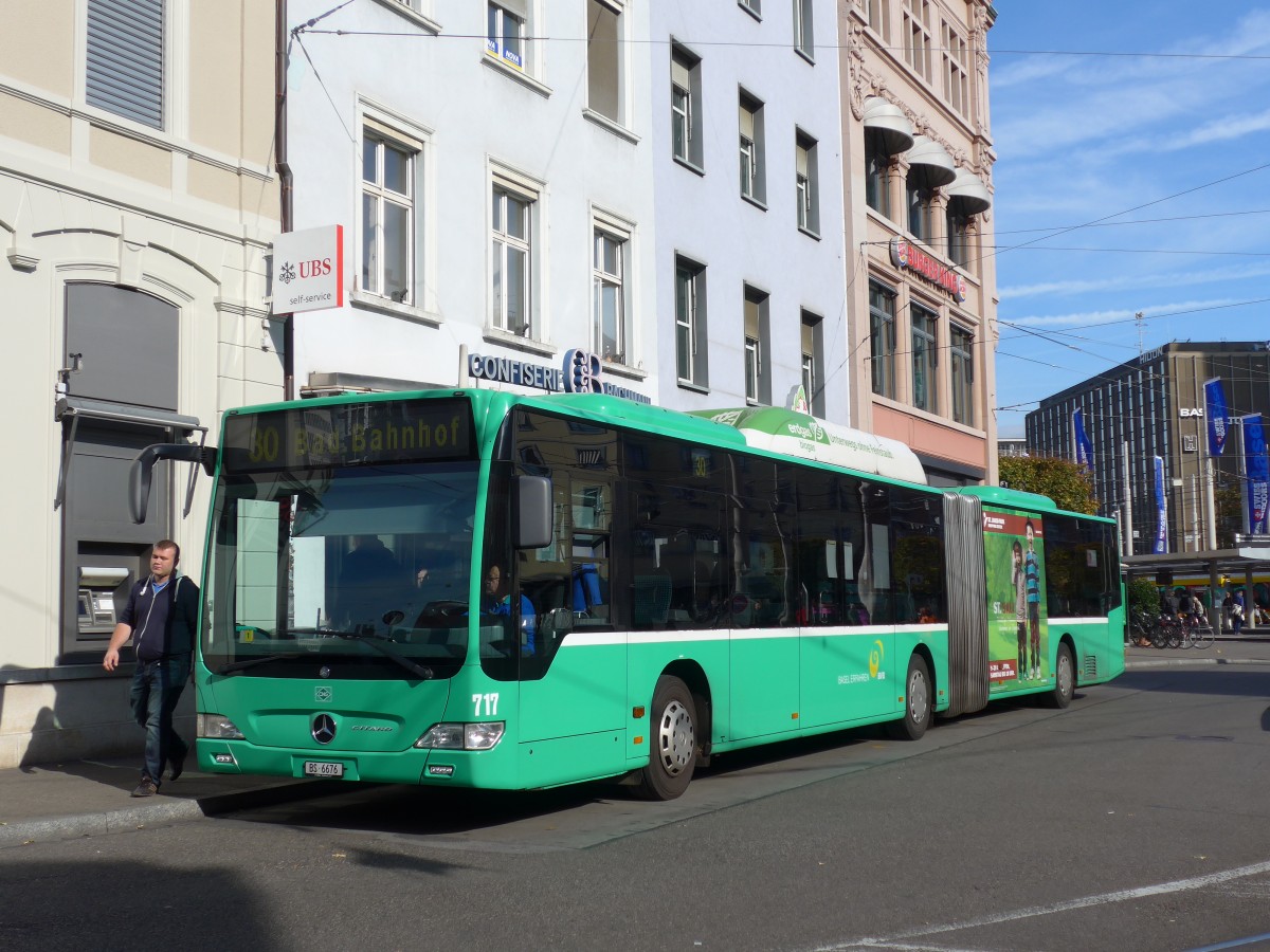 (156'140) - BVB Basel - Nr. 717/BS 6676 - Mercedes am 27. Oktober 2014 beim Bahnhof Basel